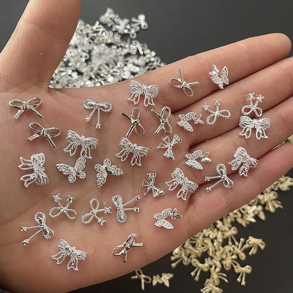 

10PCS Bow Nail Jewelry French Style Nail Art Rhinestone Luxurious 3D Nail Art Women Beauty 09-10PCS