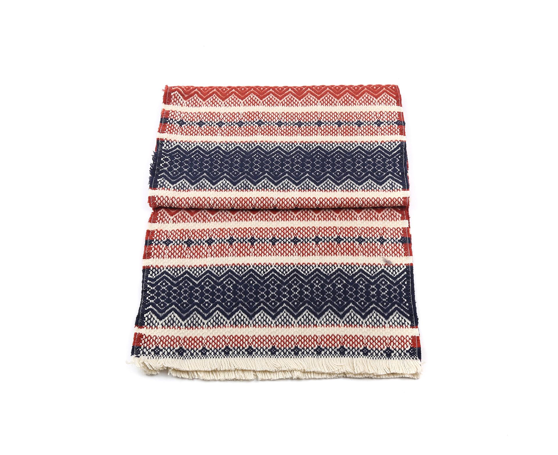 

Шарф, корейский вариант осенне-зимнего тепла, этнический стиль, жаккардовая шаль с бахромой, женский стиль, двойного назначения 210*45cm темно-синий