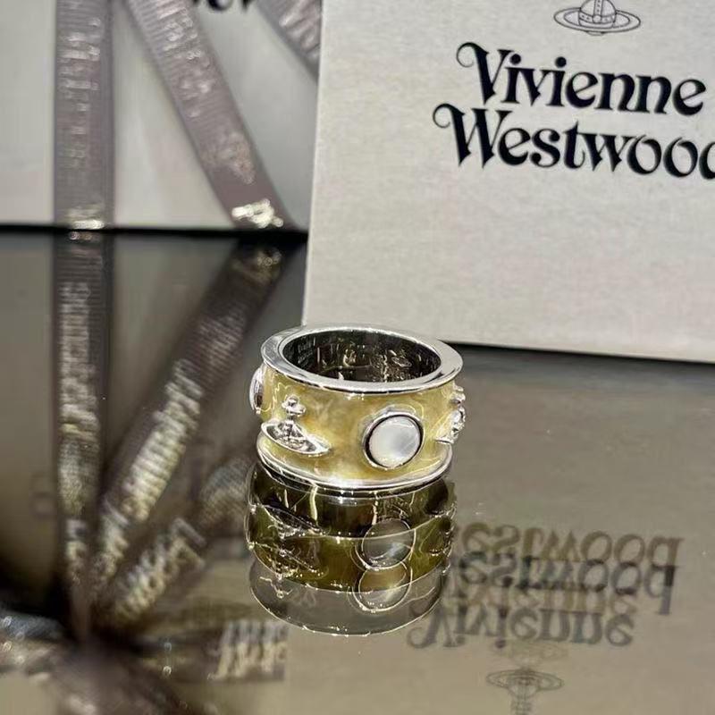 Seiko Empress Dowager White Pearl Punk Couple Ring with Vintage Enamel Glaze