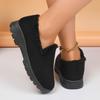 Fashion Women's Warm Cotton Shoes, Winter Plush Casual Shoes, Outdoor Non-slip Fluffy Thick-soled Snow Boots, Slip-on Loafers