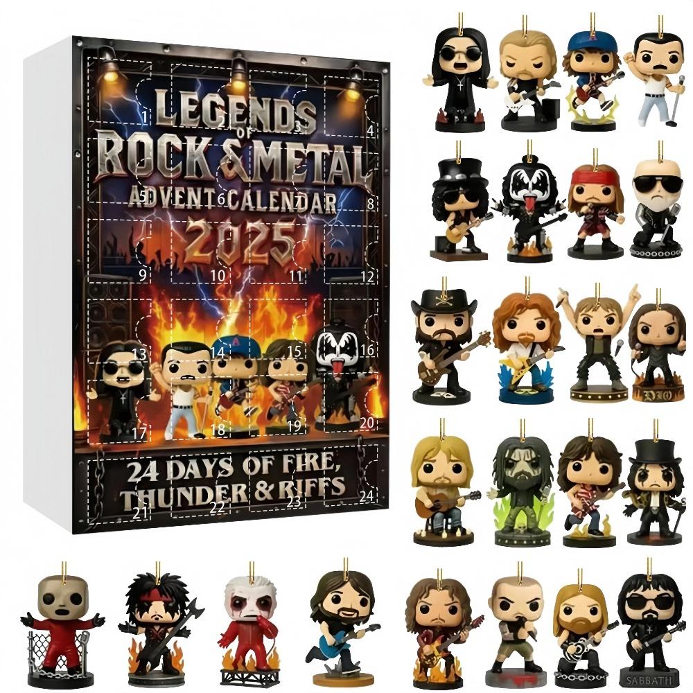 Rock and Metal Advent Calendar Christmas Gift 2D Flat Acrylic Iconic Music Characters Suitable for Rock and Metal Fans