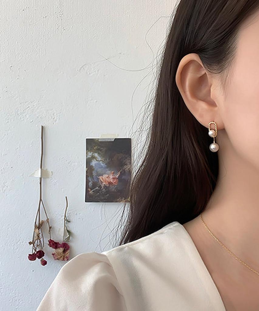 Alleun Silver 925 Twisted Freshwater South Sea Pearl Earrings