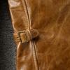 Classic 1930s Color Changes Oil Waxed Brown Natural Cow Leather Jacket Men Real Cowhide Coat Male Clothes Autumn