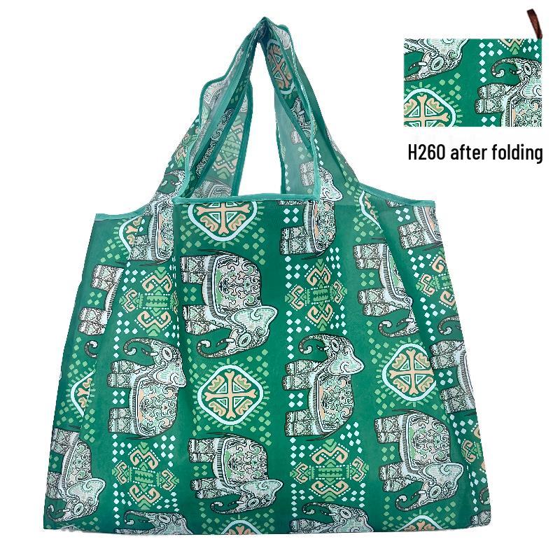 Foldable Tote Bag for Groceries - Large Capacity, Southeast Asian Print