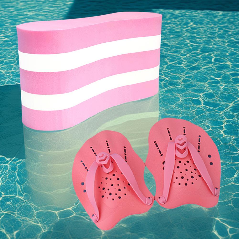 Schwimmtraining Pull Buoy Verstellbarer Riemen Handpaddles mit Netztasche Schwimmtrainingsausrüstung Leichtgewicht für Männer Frauen