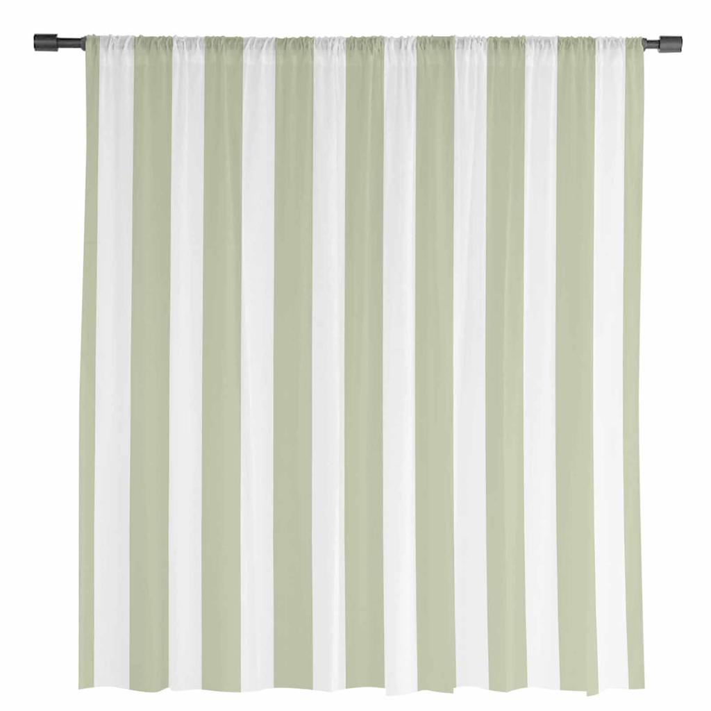 Gestreifte Salbeigrüne Geometrische Transparente Vorhänge zur Wohnzimmerdekoration Fenstervorhänge für die Küche Tüll Voile Organza Vorhänge