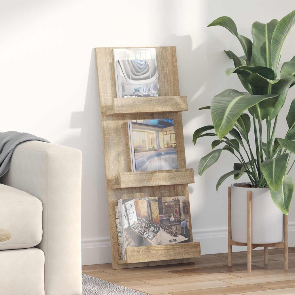 Magazine Rack Sonoma Oak Finish 43 x 11 x 102 cm Engineered Wood