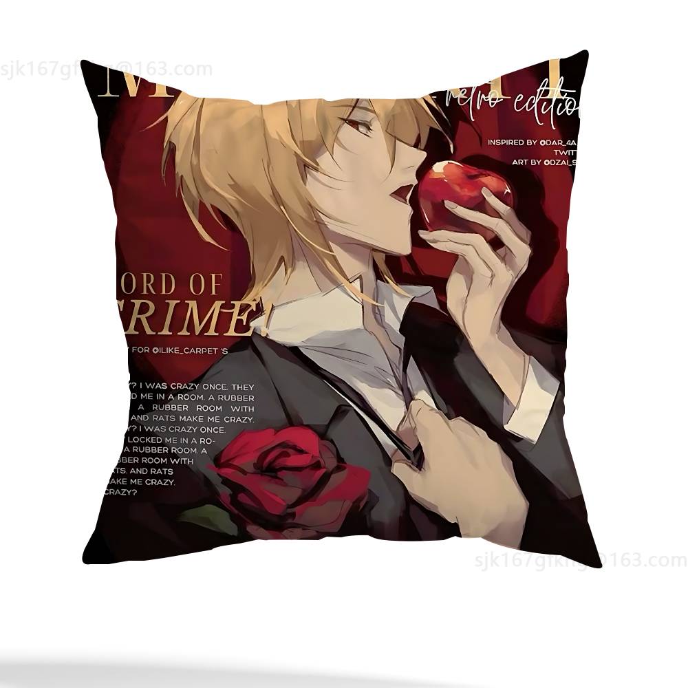 Anime M-Moriarty The Patriot Pillow Case Square Double-Sided Printing Short Plush Sofa Cushion Cover Bedroom Bedside Pillow