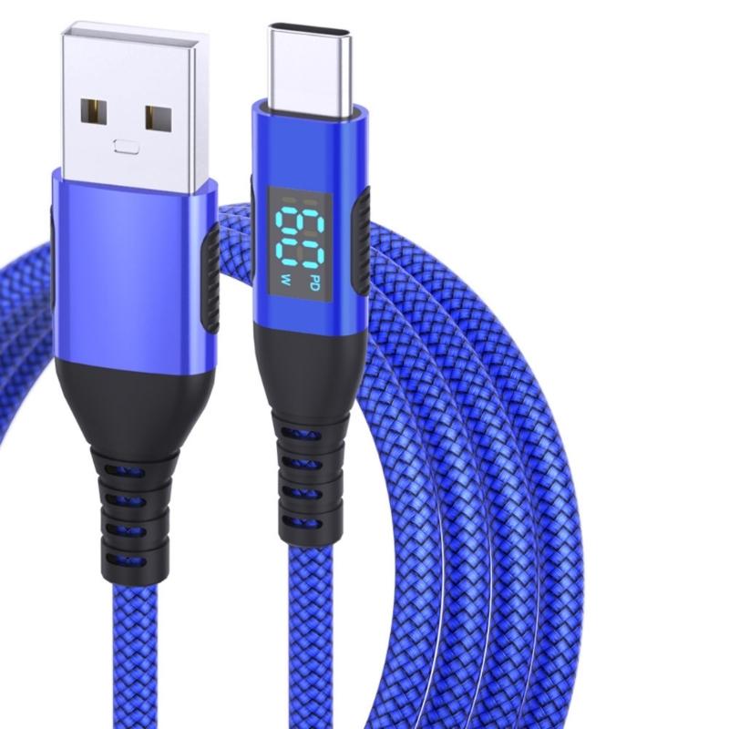 

Upgrades USB C Cable with LED Display Braided Fast Charging USB C to USB C Cable Braided USB Cable for Smartphones