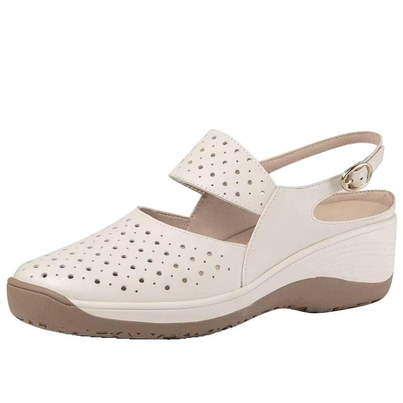 Soft Leather Upper Open-toe Shoes - New Round-toe Large-size Women's Style