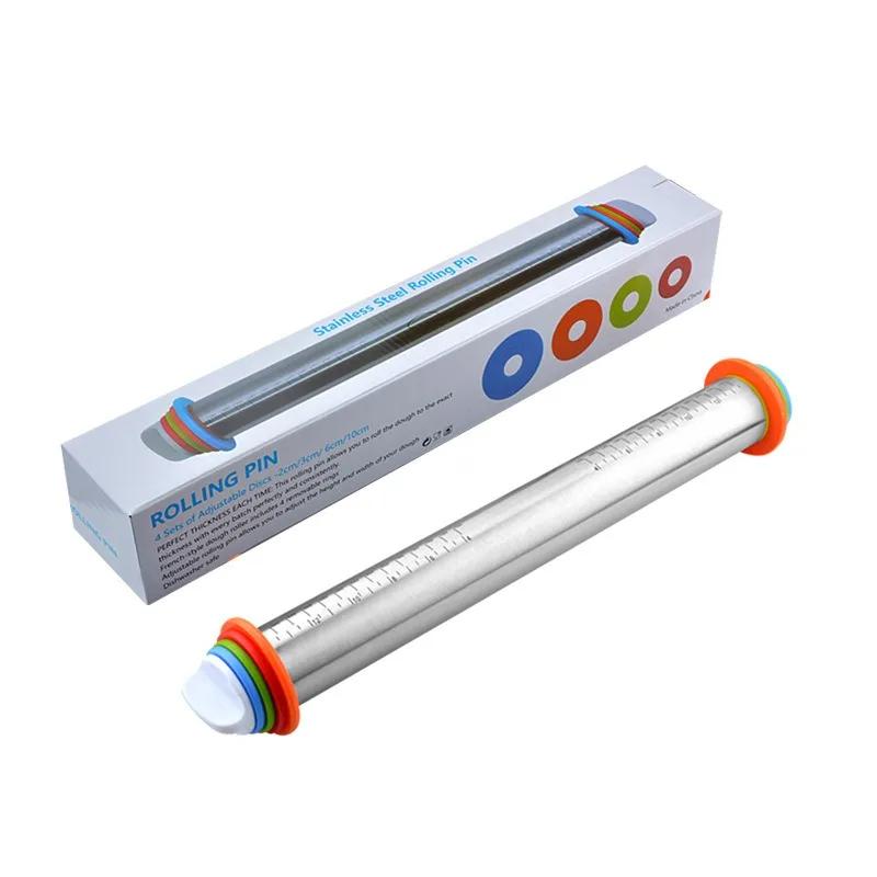 43cm Stainless Steel Adjustable Rolling Pin Cake Roller Rolling and Kneading Dough Silicone Kneading Mat Bakeware Kitchen Tools