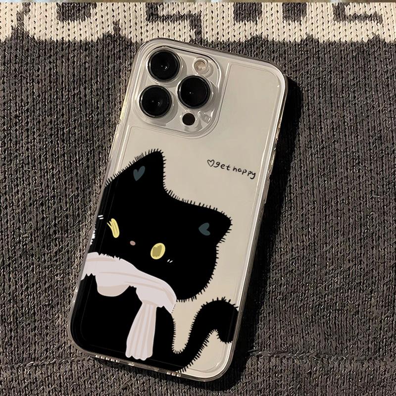 

Cute Black White Cat Couple Clear Phone Case for iPhone 17 16 15 14 13 12 11 16E Series Pro Max Plus Double Layer Protection iphone 16 Plus