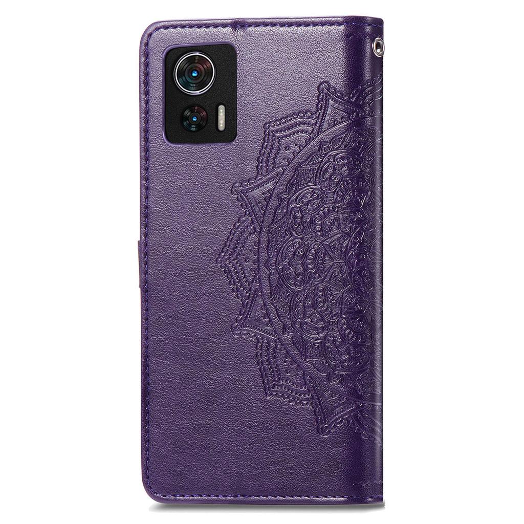 For Motorola Edge 30 Neo 5G/Edge 30 Lite 5G Wallet Stand Phone Cover Embossed Mandala Pattern PU Leather Flip Phone Case