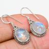 Natural Rainbow Moonstone Gemstone 925 Solid Sterling Silver Earring 1.25" r1w03