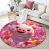 Pink Piglet Pattern Round rug,Carpet Rug for Living Room Bedroom  Playroom ,Non-slip Floor Mat,Holiday Gifts and Birthday Gifts.