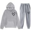 Spring and Autumn Sweater European and American Sweatpants Velvet Men's and Women's Loose Tops and Jackets Couple's Printed Hooded Suit