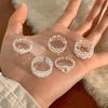 925 Sterling Silver Rings For Women Geometric Fine Jewelry Finger Adjustable Hollow Web CZ Ring For Party Birthday Gift