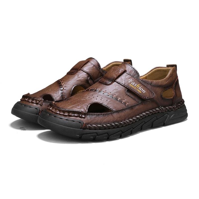 39-48 Summer Hand-stitched Summer Men Sandals Breathable Outdoor Men Beach Sandals 39 темно-коричневого