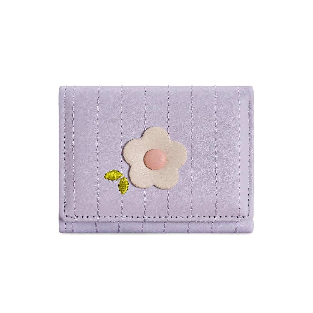 Fashion PU Leather Short Wallet Flower Fresh Candy Color Card Bag Women Wallet Ladies