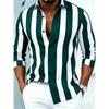 New Men's Long Sleeved Shirt Casual Fashion 3D Striped Print High-quality Shirt Single Breasted Long Sleeved Top