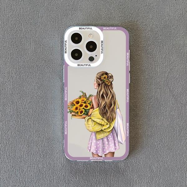 Pretty Girl Clear Phone Case For iPhone 11 12 13 Pro Max 15 14 Pro Max Plus X XS XR 7 8 Plus SE 2020 Transparent Back Cover Capa