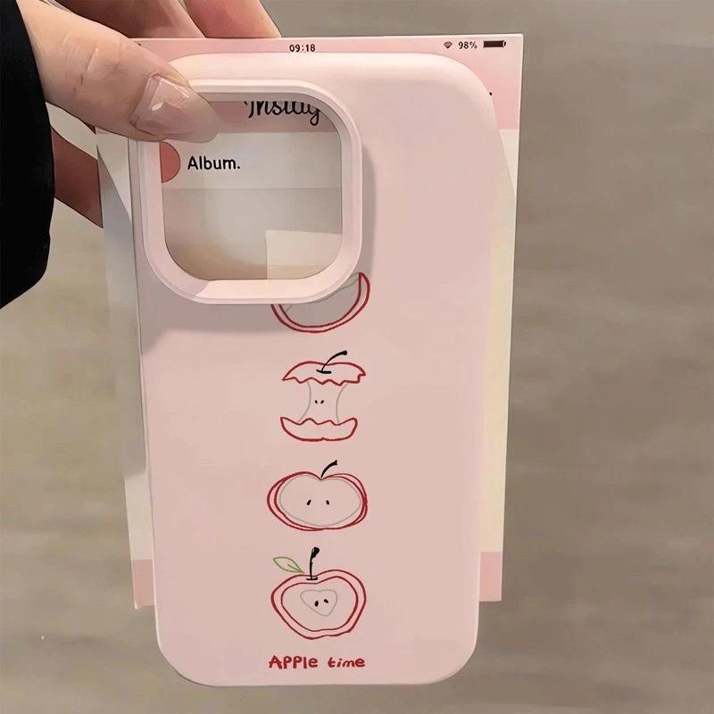 A row of Apple cores is suitable for iPhone16/17Pro mobile phone case 15 glutinous rice 13 liquid 12 simple 14 soft cover women