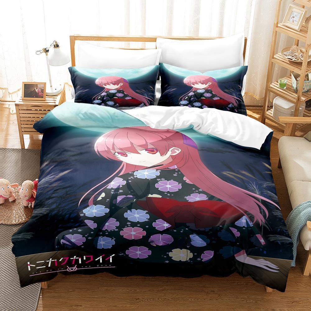 Anime TONIKAWA: Över Månen För Dig Sängkläder Set Enkel Twin Full Queen King Size Sängset Vuxen Barn Sovrum Påslakanset