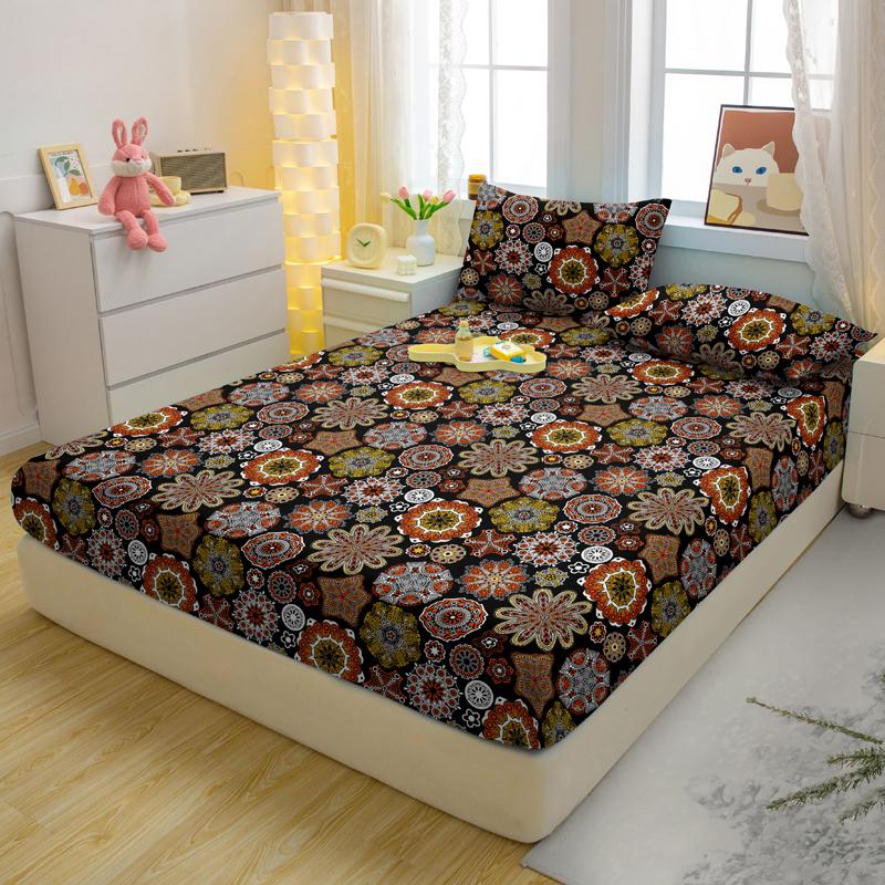 3-teiliges einfaches modernes Böhmen-Muster mattes dreiteiliges Spannbettlaken-Set, Schlafzimmer bedrucktes Bettbezug-Set, Bettwäsche