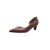 Cowhide Version~ Versatile High Heels Women's One-pedal Professional Work Shoes Shallow Mouth Pointed Temperament Single Shoes Non-slip