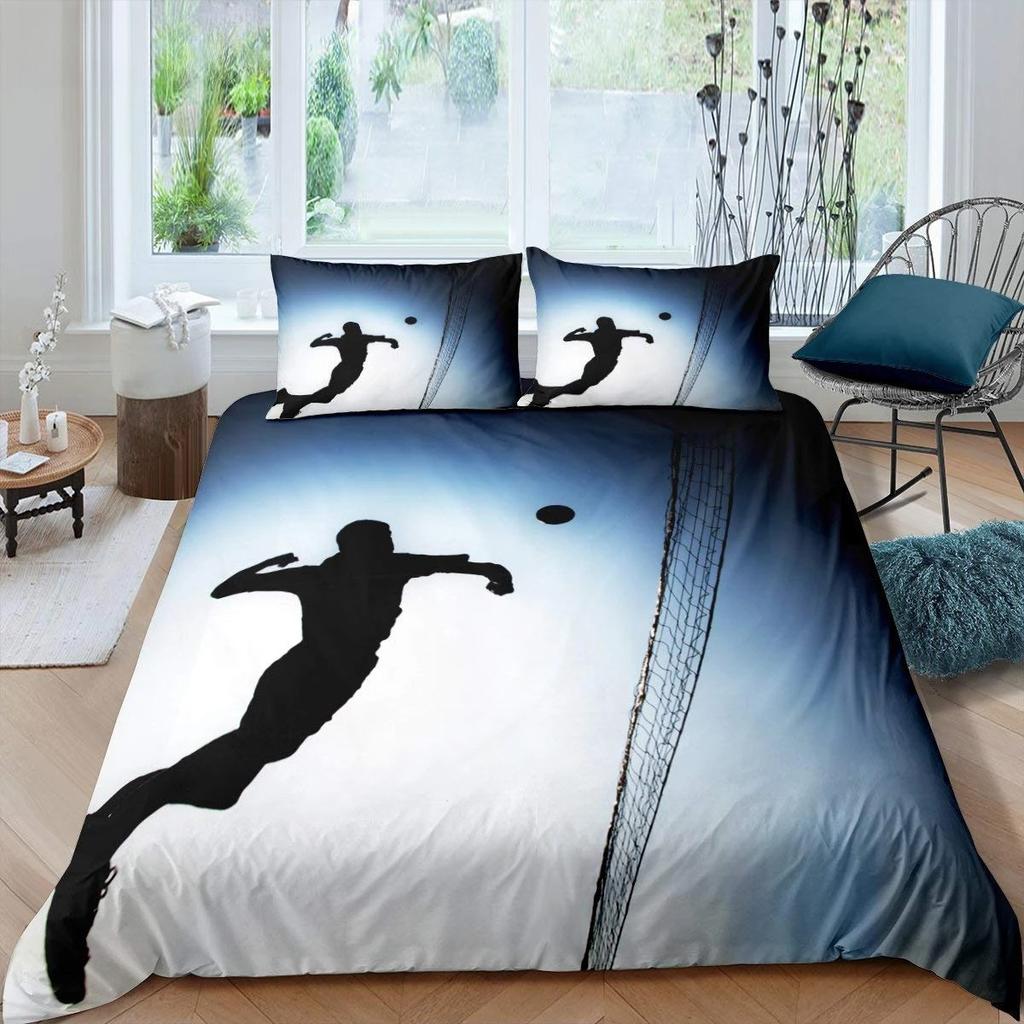 Set Lenjerie de Pat Volei Sporturi King Queen Husă de Plapumă Tematică Minge Foc și Apă Husă de Plapumă Poliester Husă de Pilotă