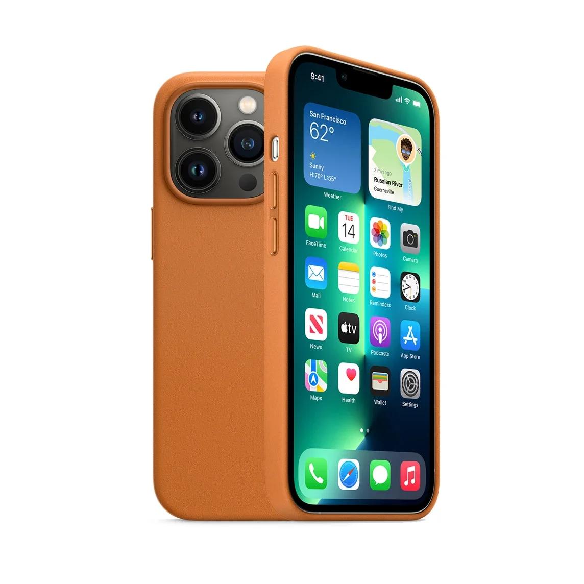 

Оригинальный кожаный чехол Apple Magsafe Magnetic Case для iPhone 14 Pro Max 13 Pro Case Wireless Charging 13Mini Drop Protect Cover for iphone13(6.1 )