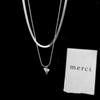Double Layer Necklace Elegant Stainless Steel Heart Pendant Choker Charm Adjustable Collar Chain Jewelry for Daily Wear