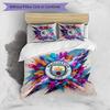 Set Lenzuola 3 Pezzi Stampato Manchester City Morbido Delicato sulla Pelle Lavabile Copripiumino e Federe Set Tutte le Stagioni Camera da Letto