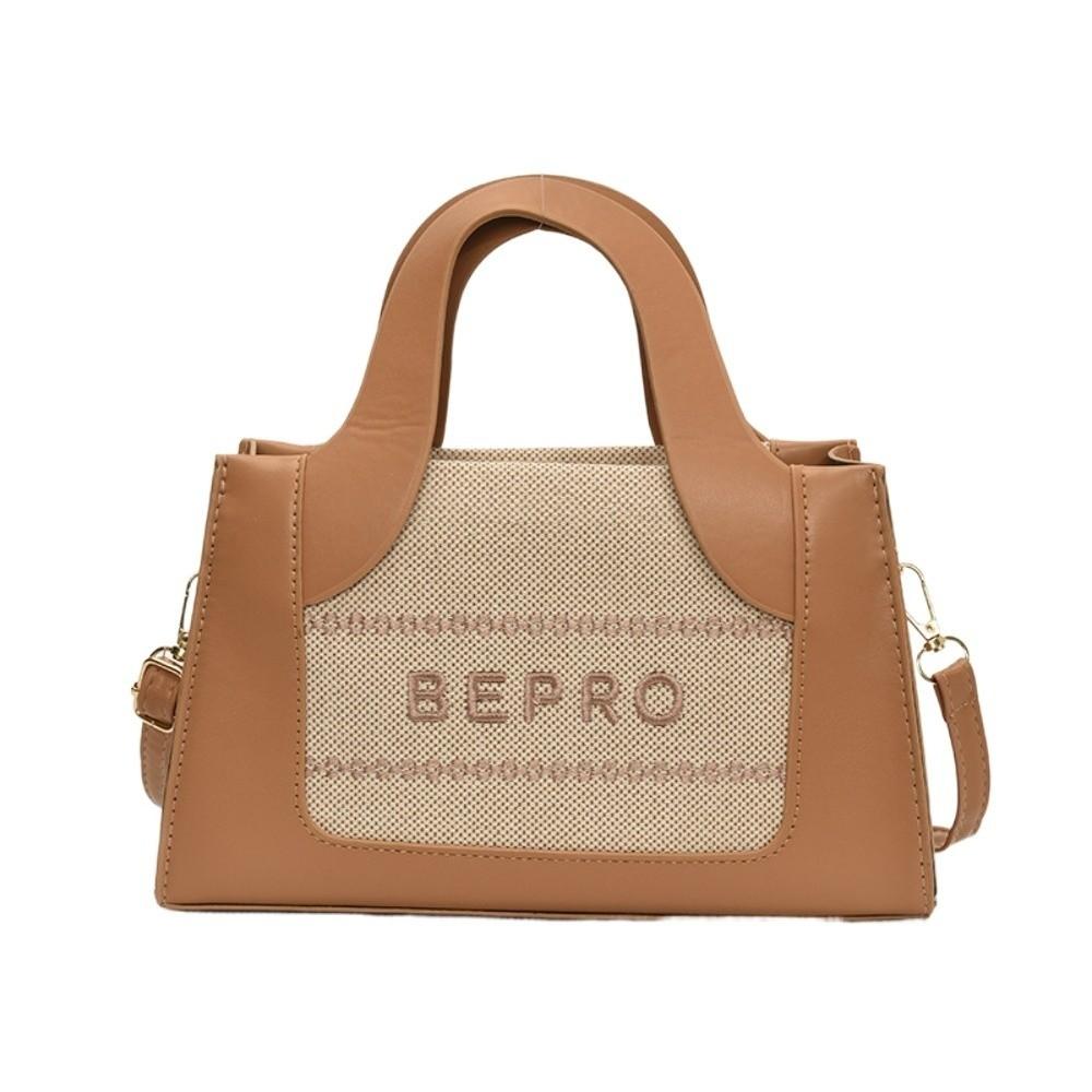 Letter Printed PU Square Bag Anti-splash Water Women Shoulder Bag Contrast Color Handbag  Work хаки