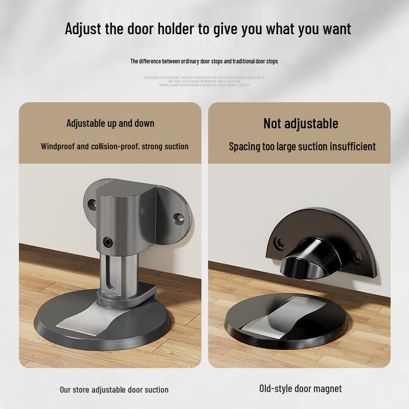 Punch-Free Magnetic Door Stopper with Anti-Collision & Invisible Design