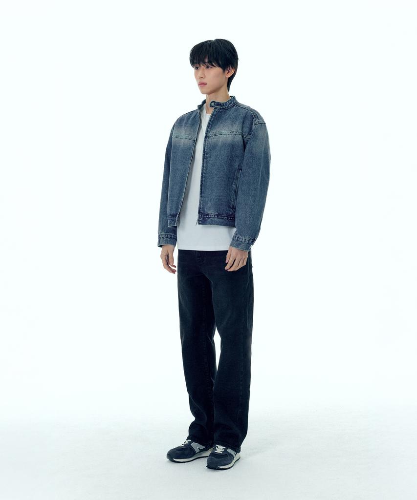 Plac Biker Denim Jacket Mid Blue