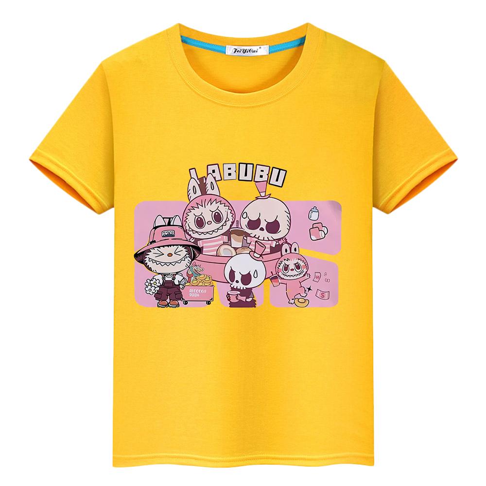 Labubu T Shirt for Kids Boy 10years 100%Cotton Anime Short Kawaii Tops Pride Tshirt Y2k Toddler Girl Clothes Kids Clothes Girls