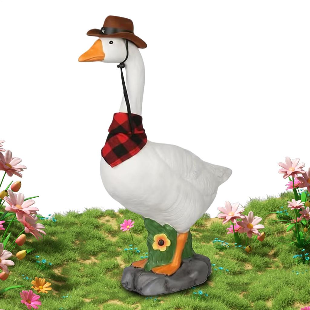 Garden White Goose Sculpture Decoration Realistic Adjustable Neck Figurine Garden Animal Sculpture Goose Figure For Porch Yard