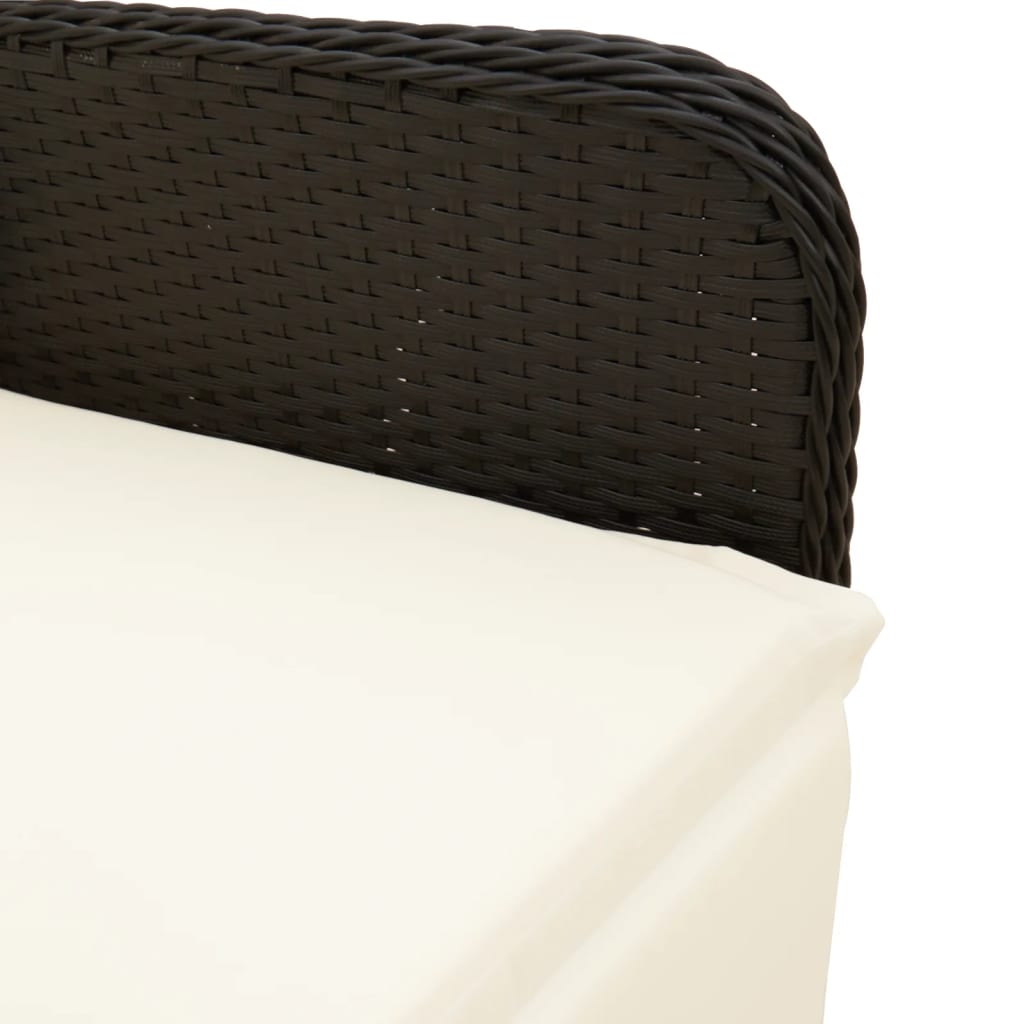 Adjustable Garden Armchair with Cushions Black Poly Rattan