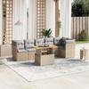 VidaXL Garden Lounge Set with Cushions 7 Pcs, Patio Sofas, Patio Furniture Set, Outdoor Furniture, Beige 3270842