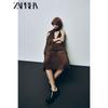 Zaprha 2025 Autumn New Elegant Pleat Neck Collar Polka Dot Scarf Backless Long Dress 3067232
