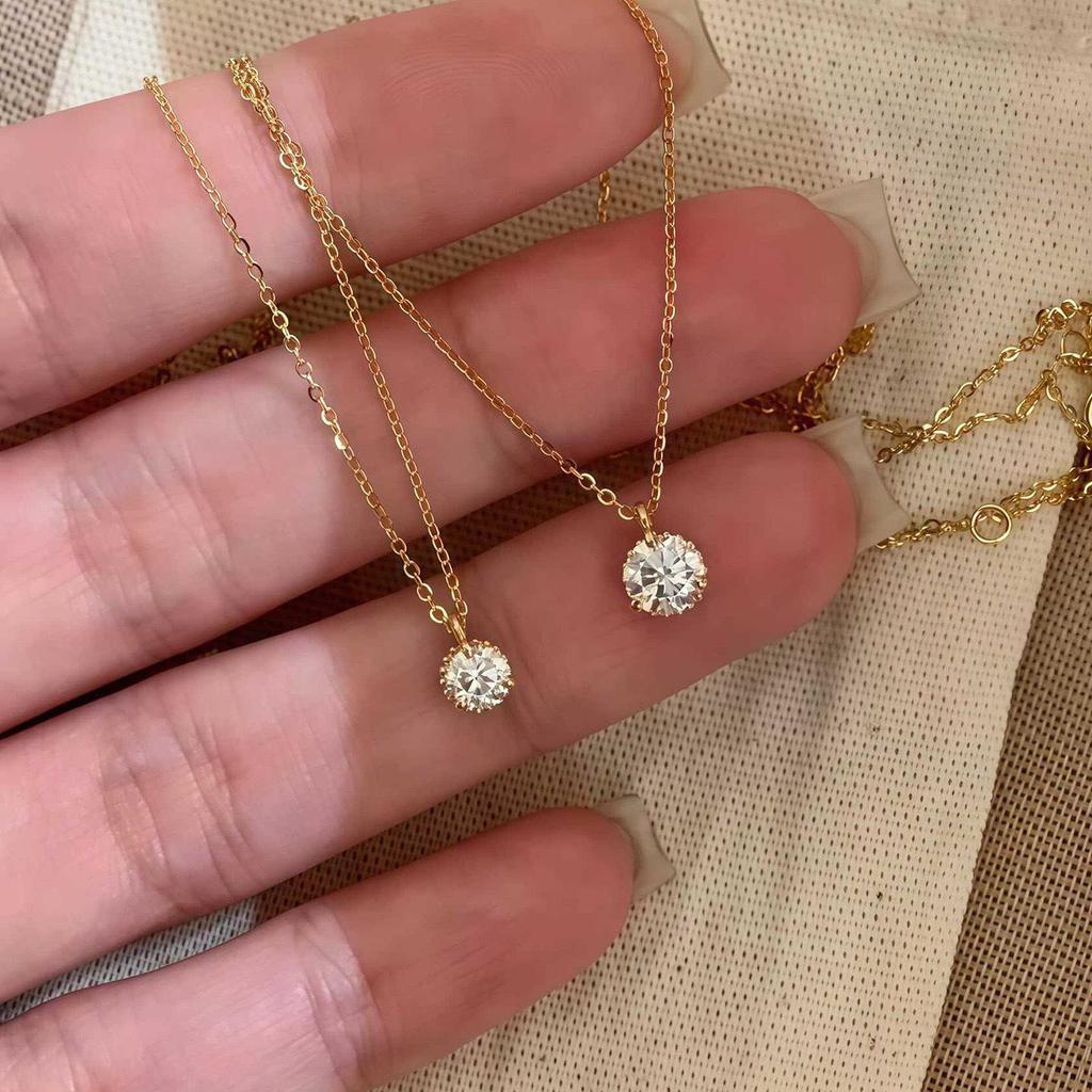 S925 Elegant Minimalist Diamond Nose Stud & Necklace for Women - Sparkling Summer Clavicle Accessory