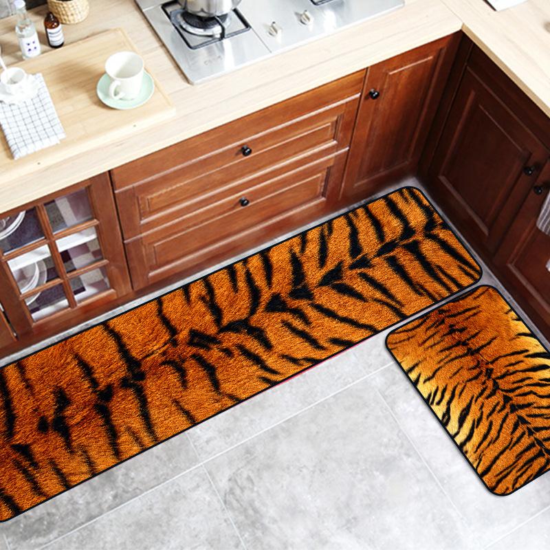 Faux Animal Skin Kitchen Mats Tiger Leopard Print Bedroom Carpets Anti Slip Door Floor Mat Entrance Doormat Kitchen Area Rugs