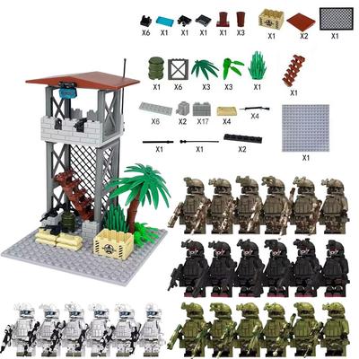 MOC City Military Guard Tower Building Blocks Field Command Post Bricks Toys for Children Boys Thanksgiving Day