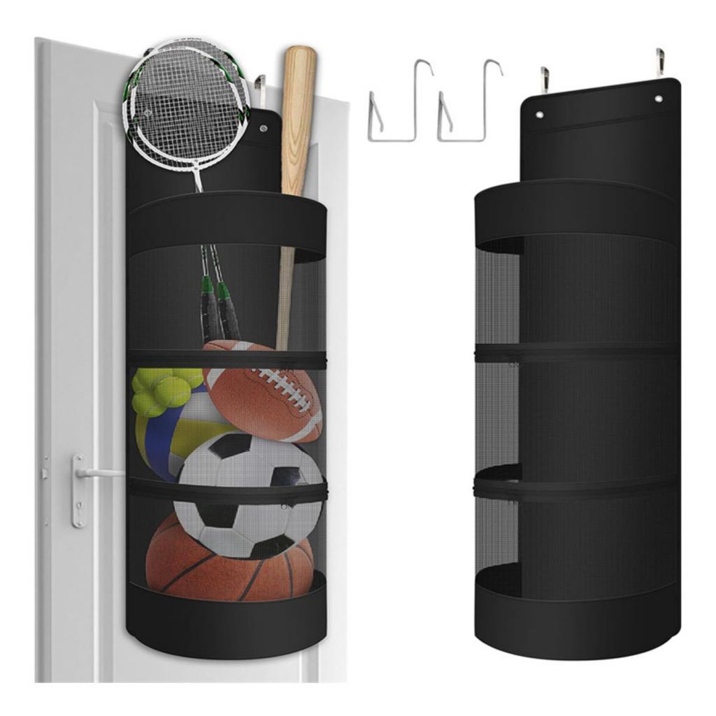 Hanging Organizer, Over The Door Hanging Sports Equipment and Ball Storage, Garage Sports Equipment Organizer for Hold Soccer