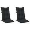 High Back Chair Cushions Set 2 Pcs Melange Black