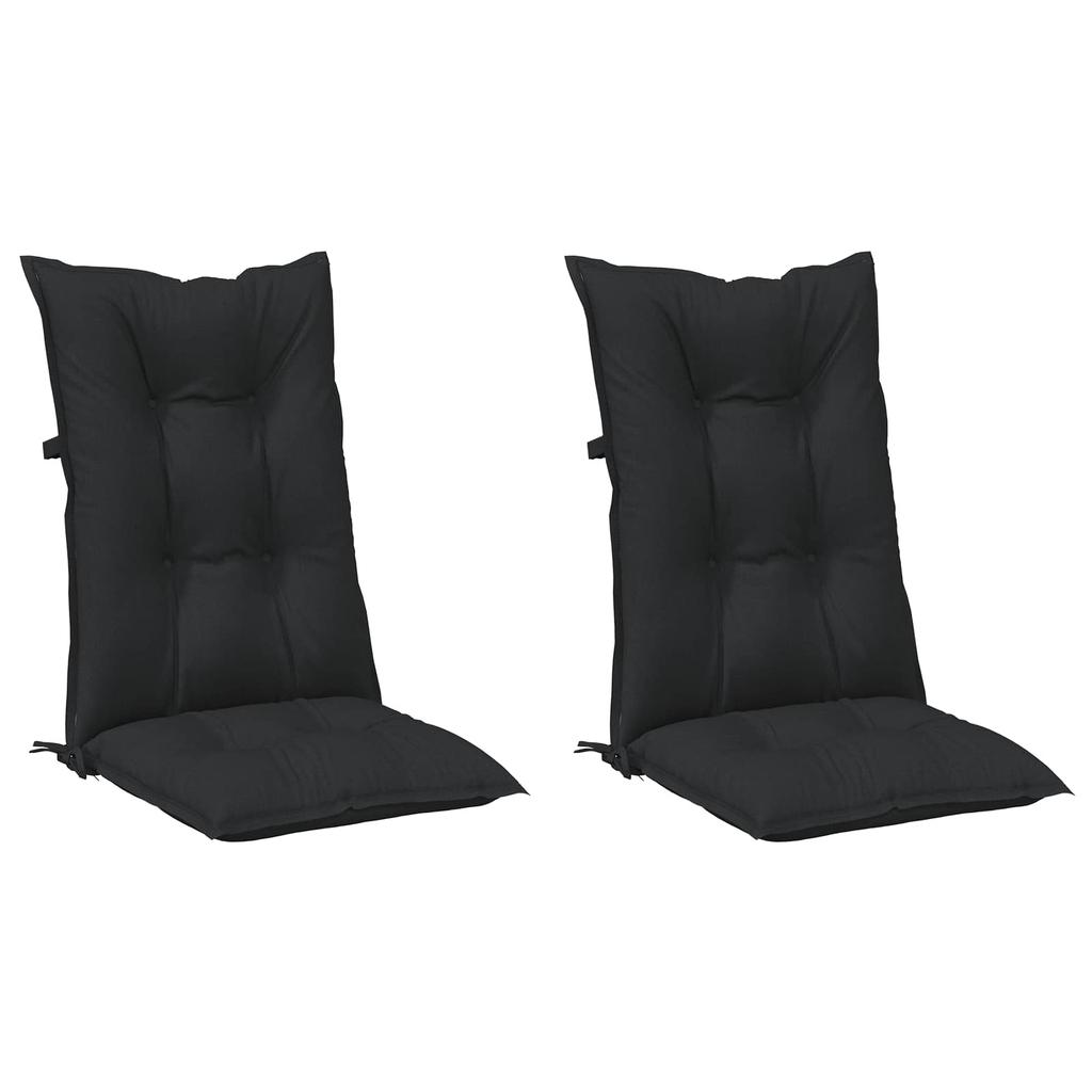 High Back Chair Cushions Set 2 Pcs Melange Black