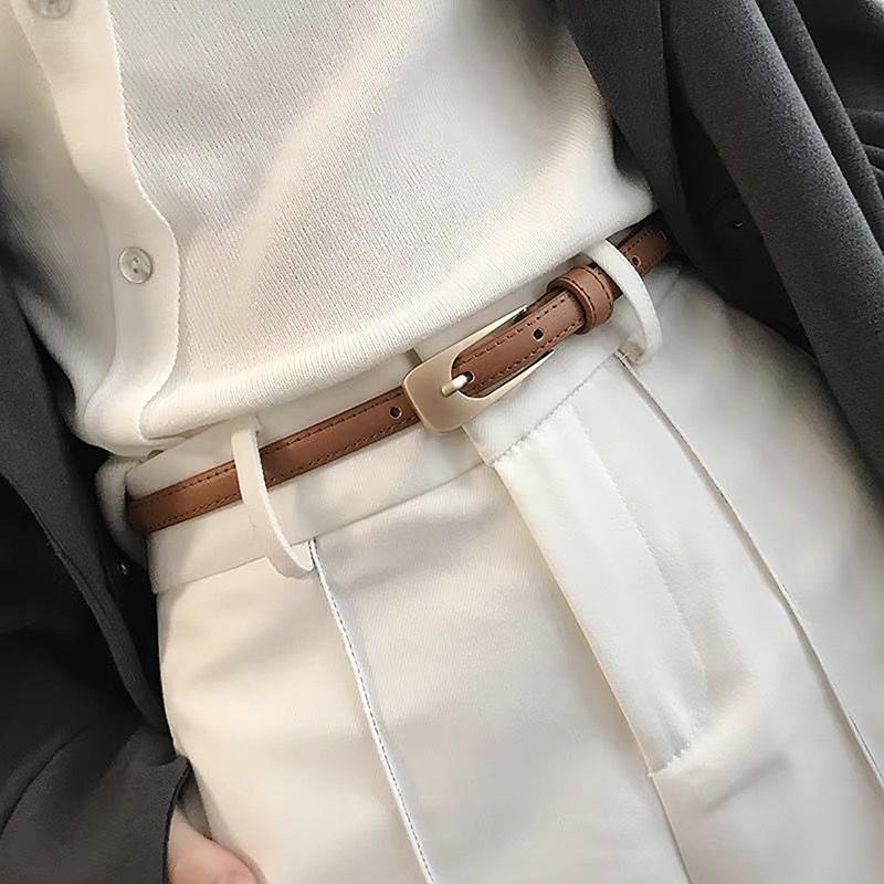 Slim Waist Belt Women Retro Versatile Casual Dress Skirt Simple Decoration Leather Strap Alloy Buckle Irregular Shape