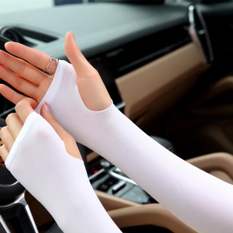 2 Pcs Ice Silk Sun Protection Arm Covers Outdoor Cool Anti-Uv Arm Sleeves