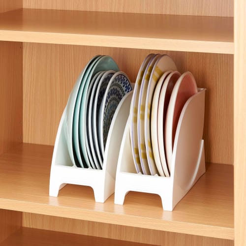 Belca Large Plate Stand for Dish Storage, Fits Plates up to 24cm Diameter, 100cm Wide x 25cm Deep x 16cm High, White, SD-OS